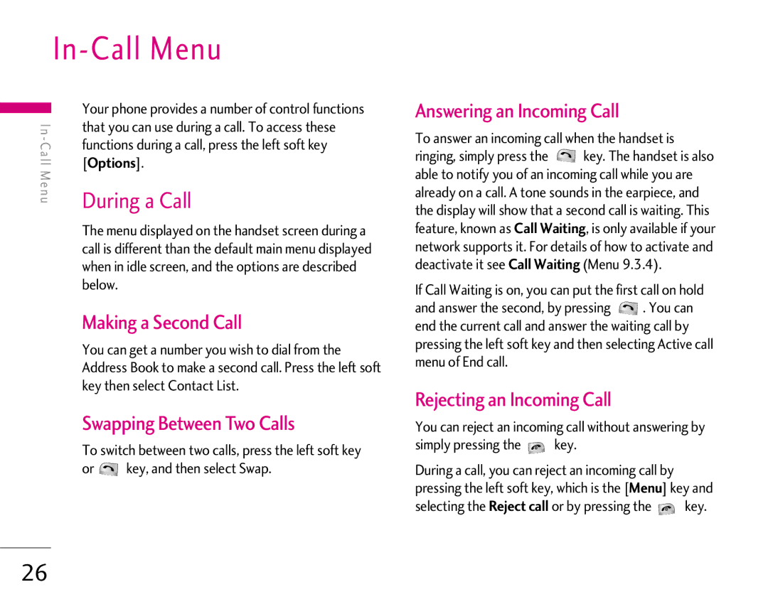 LG Electronics 1500 manual In-Call Menu, During a Call 