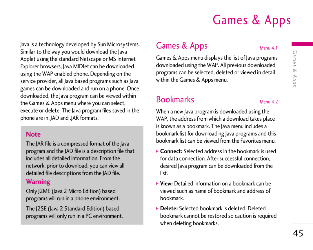 LG Electronics 1500 manual Within the Games & Apps menu 