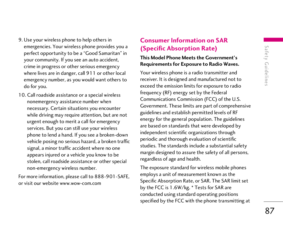 LG Electronics 1500 manual Consumer Information on SAR Specific Absorption Rate 