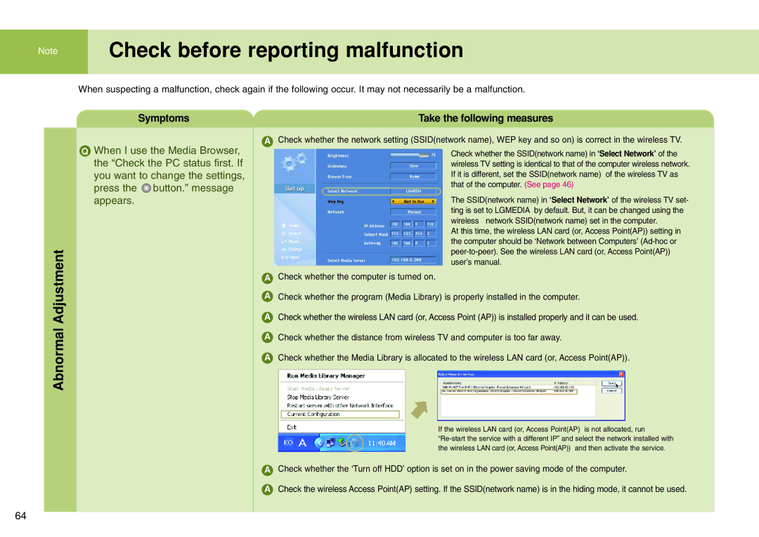 LG Electronics 15LW1RA manual Check before reporting malfunction 