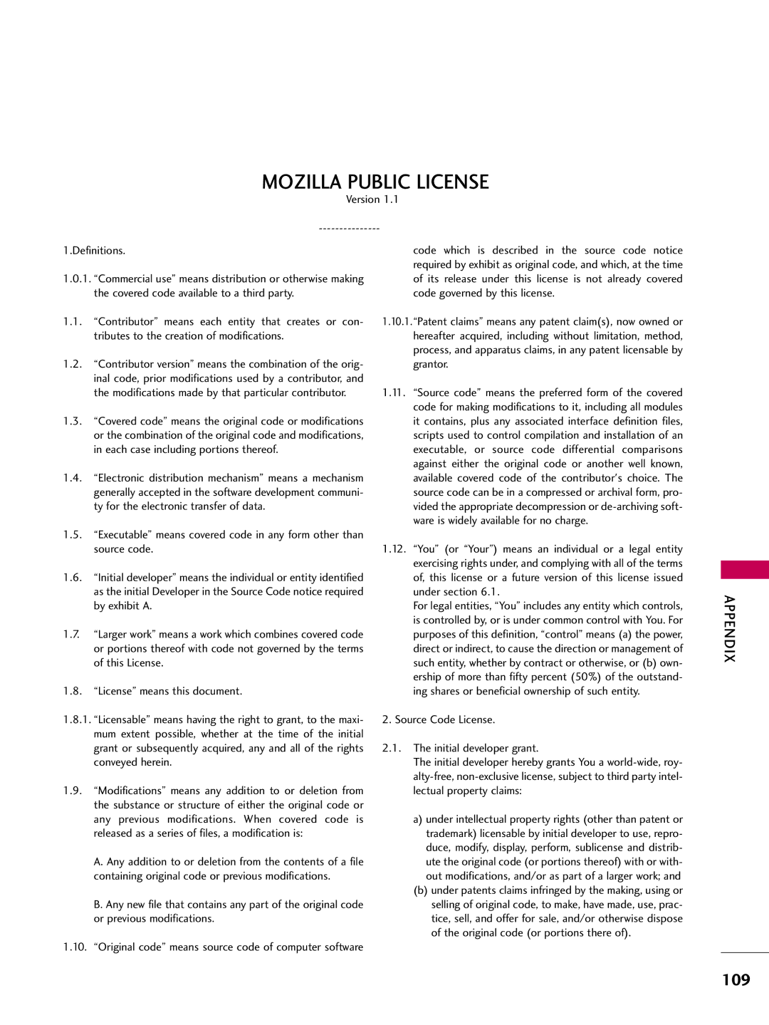 LG Electronics 1930 owner manual Mozilla Public License 