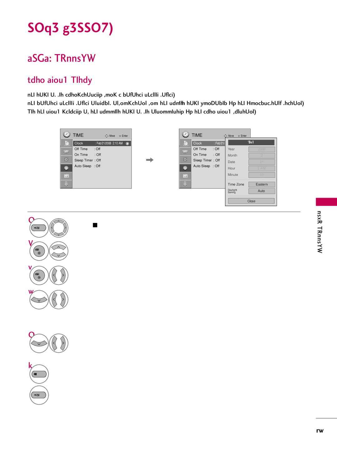 LG Electronics 1930 owner manual Time Setting, Clock Setting, Auto Clock Setup 