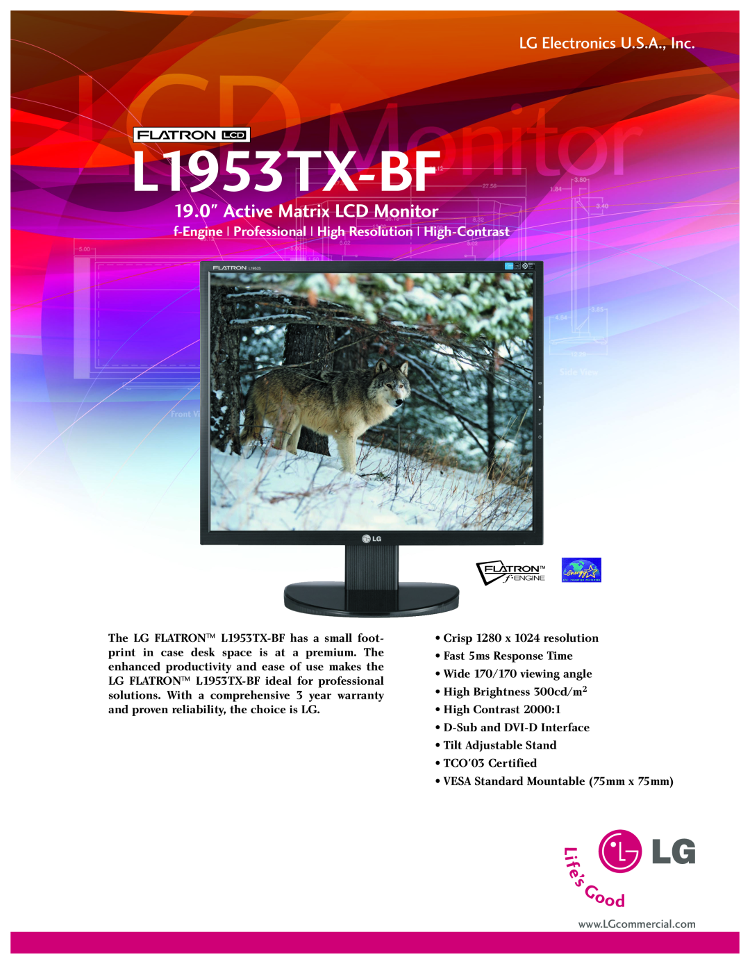 LG Electronics warranty L1953TX-BF, Active Matrix LCD Monitor, LG Electronics U.S.A., Inc 