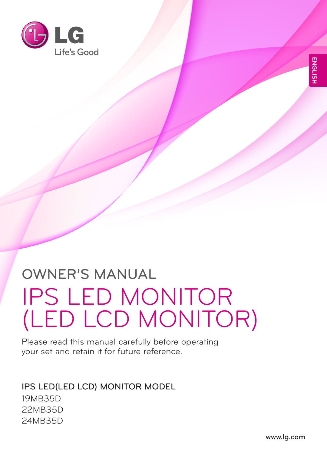 LG Electronics 19MB35DB owner manual IPS LED Monitor LED LCD Monitor 