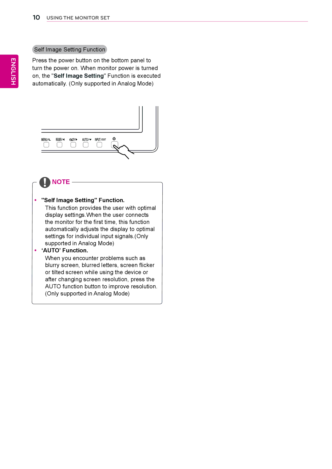 LG Electronics 19MB35DB owner manual YSelf Image Setting Function, ‘AUTO’ Function 