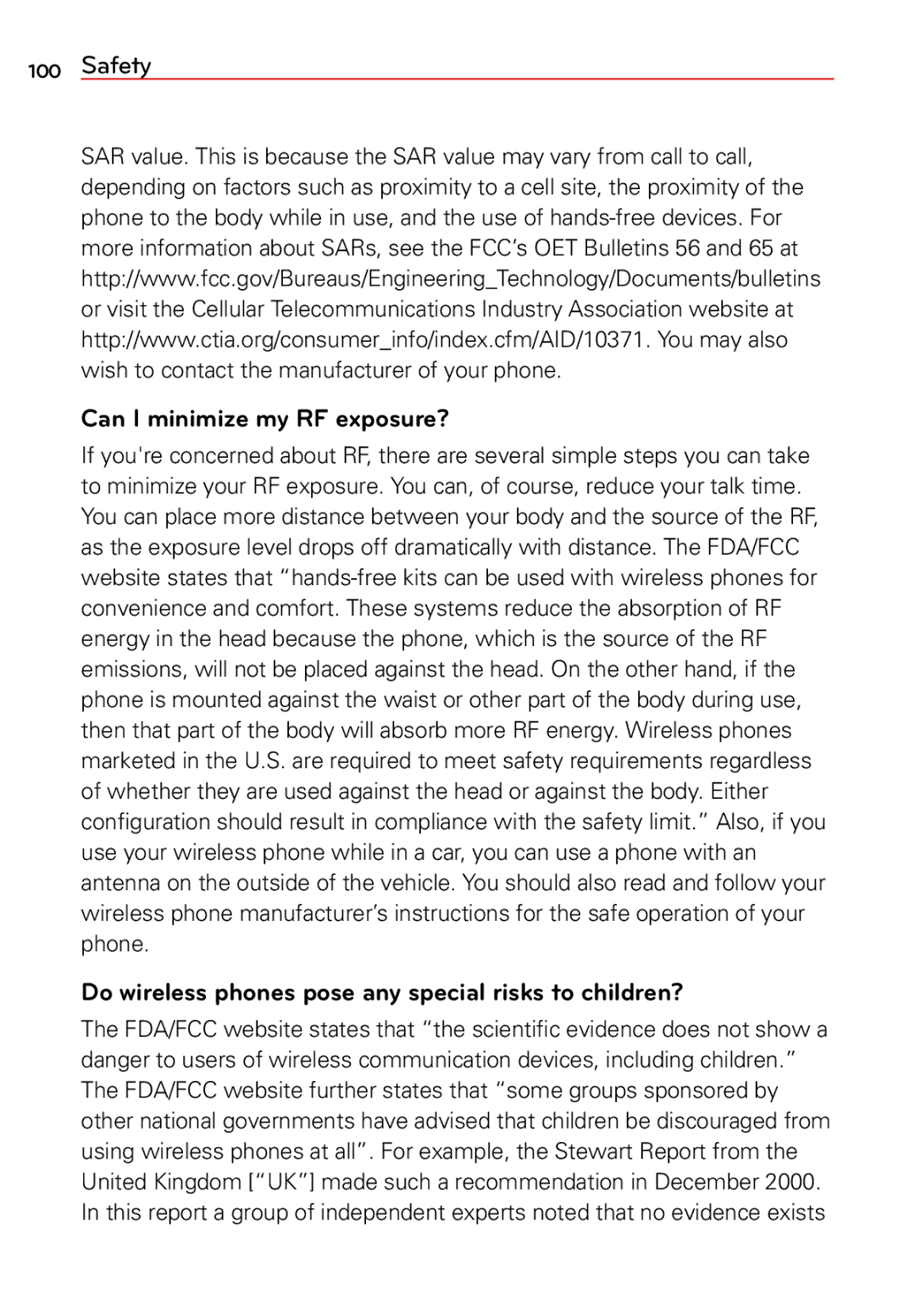 LG Electronics 2 manual Can I minimize my RF exposure?, Do wireless phones pose any special risks to children? 