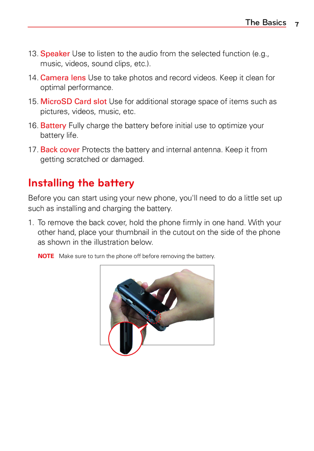 LG Electronics 2 manual Installing the battery 