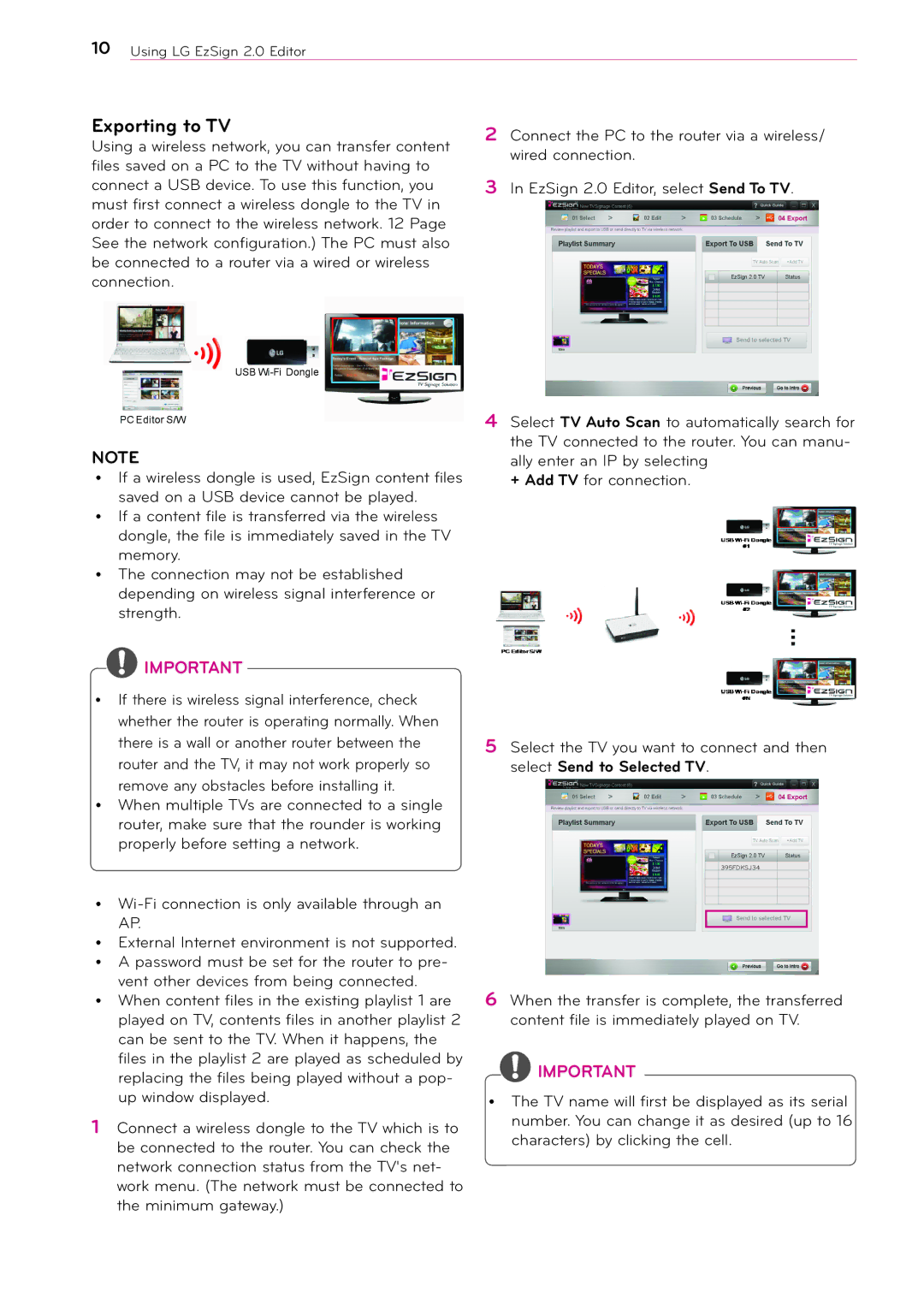 LG Electronics 2 manual Exporting to TV 