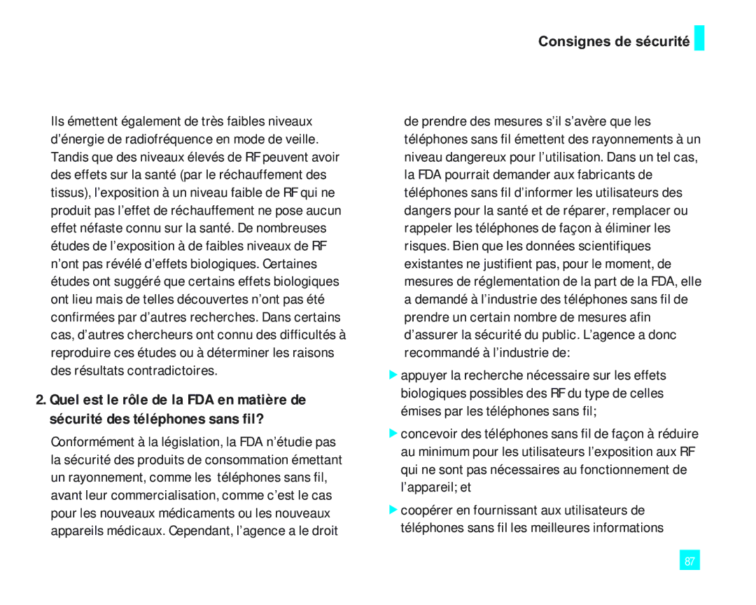 LG Electronics 2000 manual Consignes de sécurité 