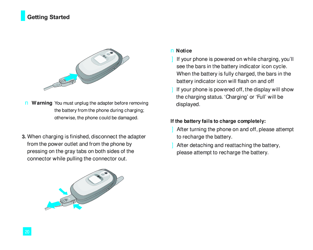 LG Electronics 2000 manual If the battery fails to charge completely 