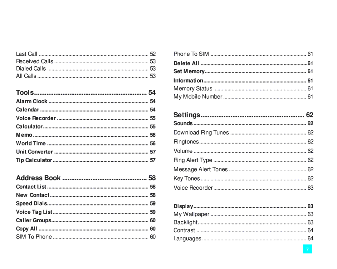 LG Electronics 2000 manual Tools, Settings 