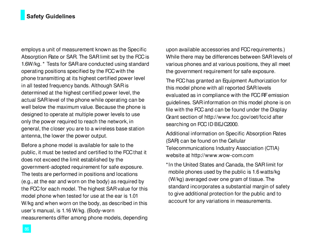 LG Electronics 2000 manual Safety Guidelines 