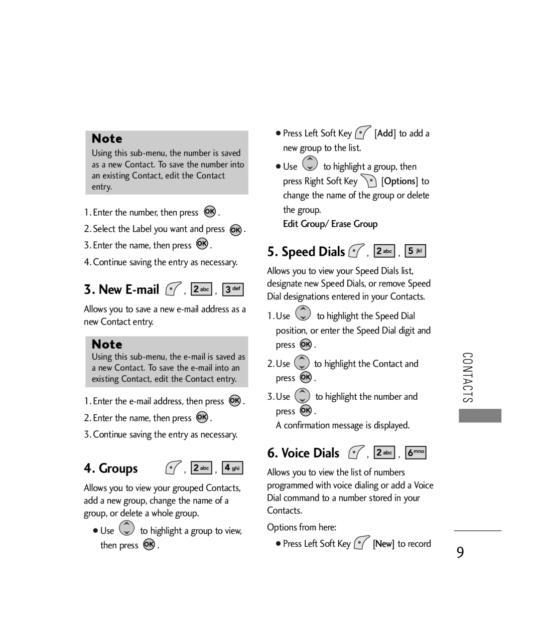 LG Electronics 200C manual New E-mail, Speed Dials, Voice Dials 