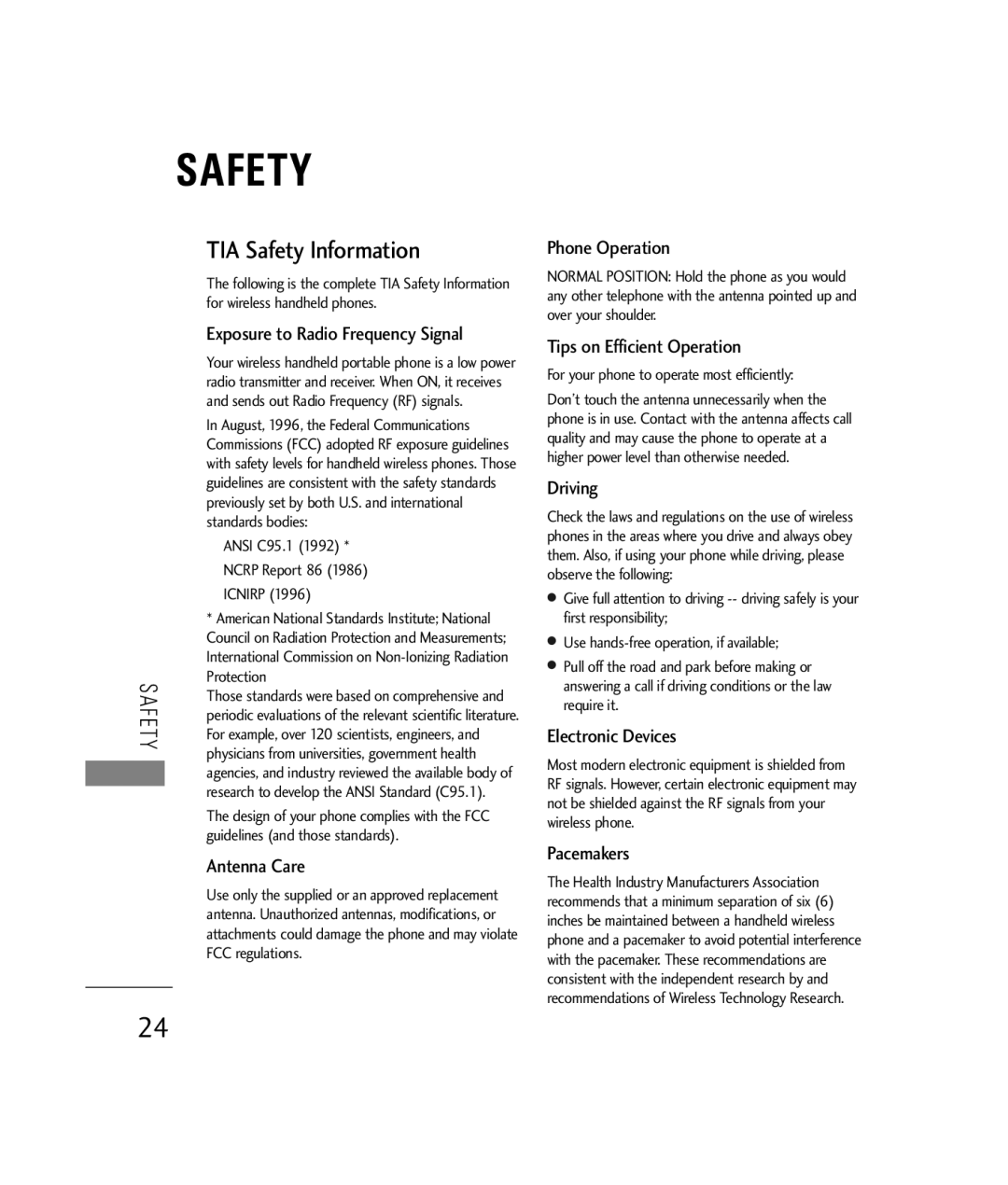 LG Electronics 200C manual Safety 