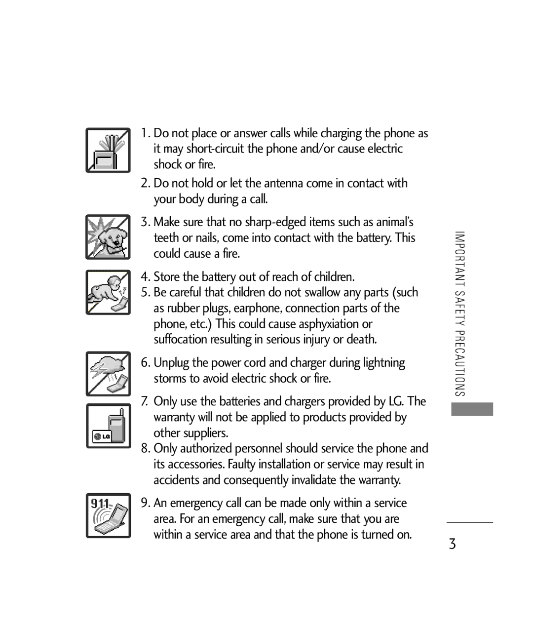 LG Electronics 200C manual Store the battery out of reach of children 