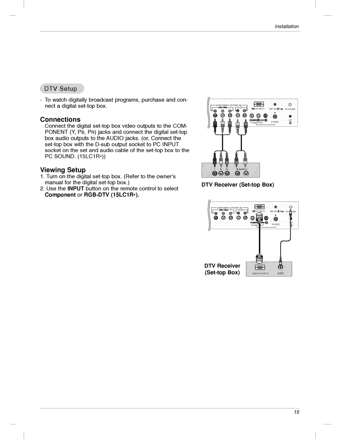 LG Electronics 200LC1R owner manual DTV Receiver Set-topBox DTV Reiver 