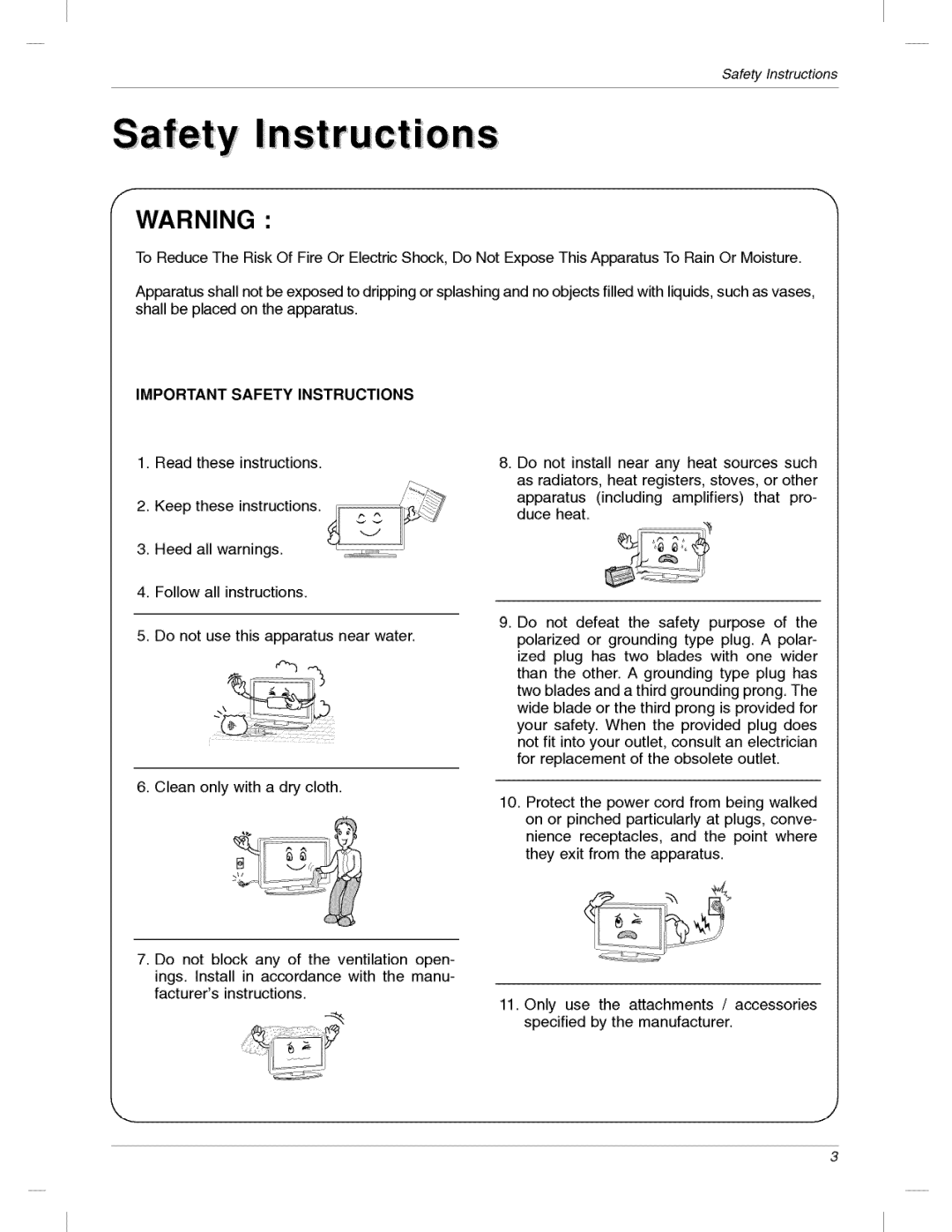 LG Electronics 200LC1R owner manual Important Safety Instructions, Keep these instructions 