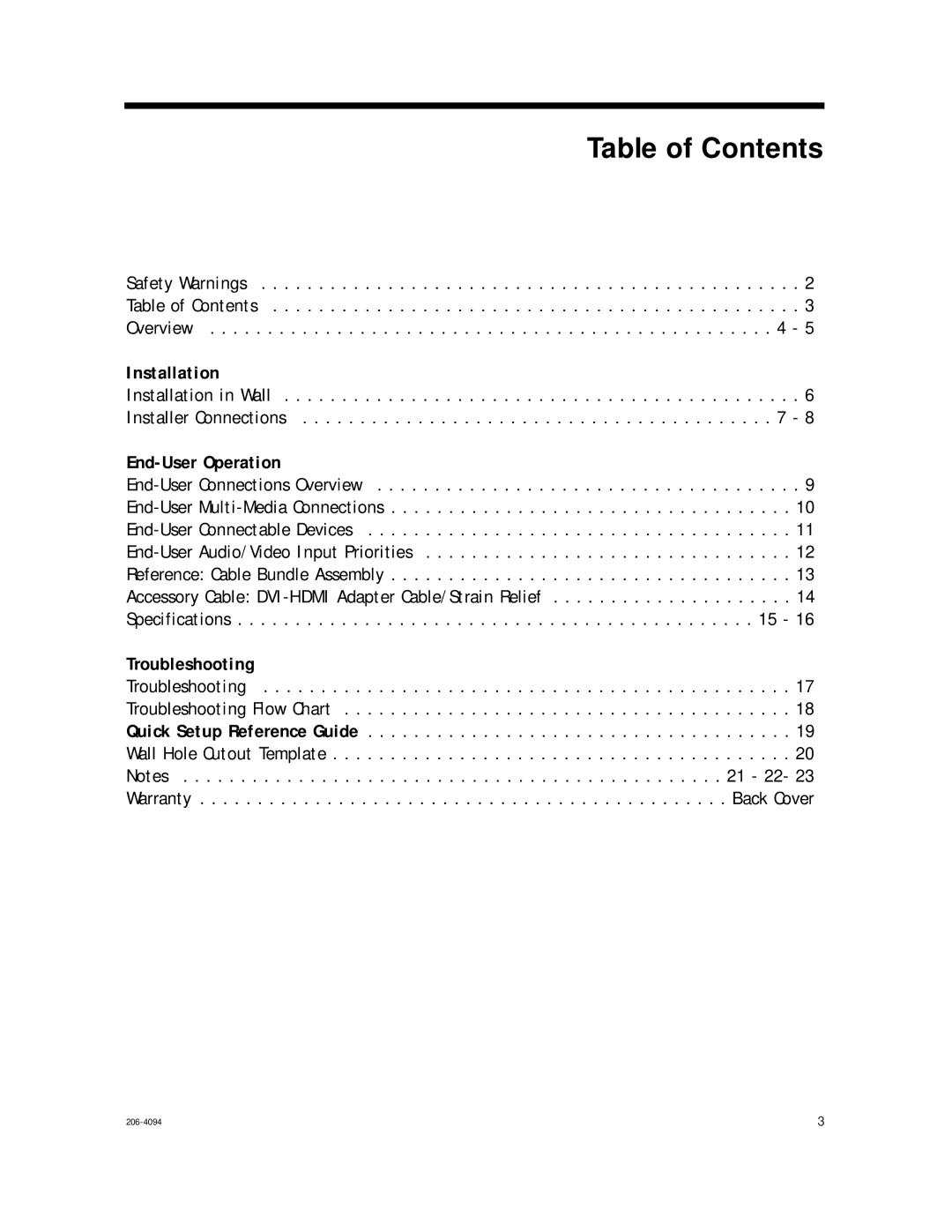 LG Electronics RJP-201B, 202B setup guide Table of Contents 
