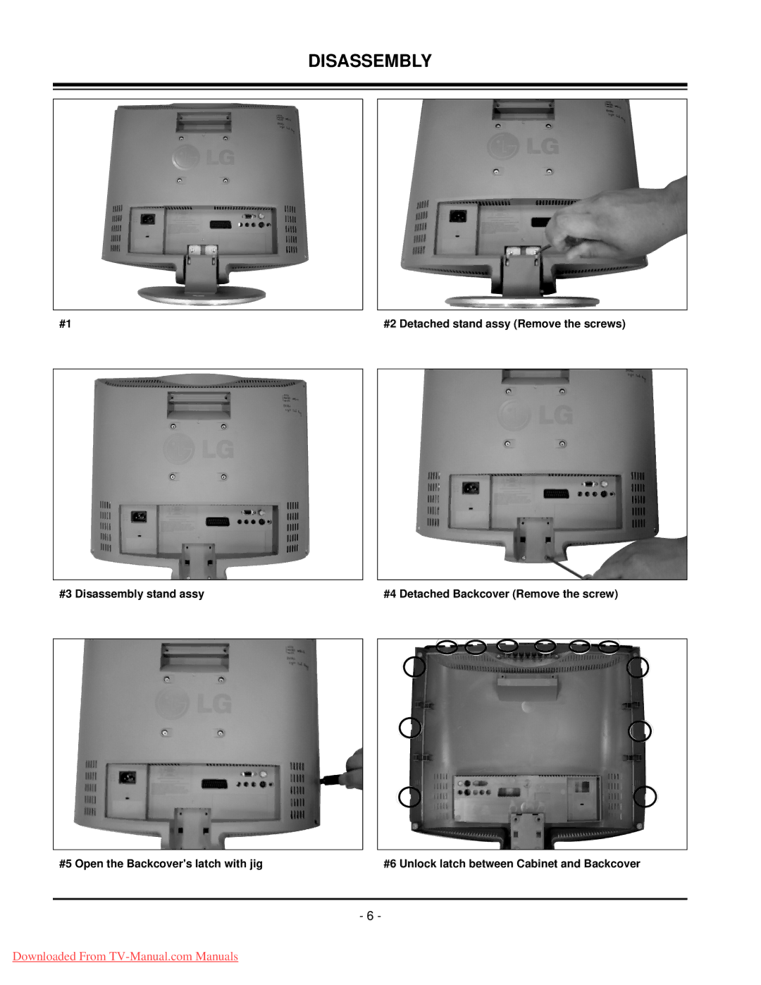 LG Electronics 20LC1R-ZG service manual Disassembly 