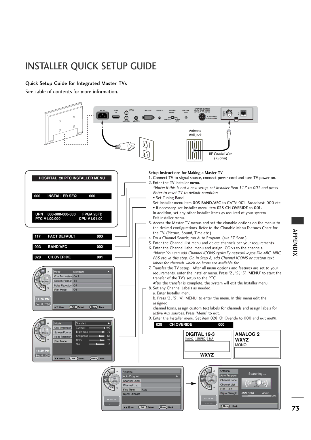 LG Electronics 20LH1DC1 manual Installer Quick Setup Guide, 1120 PM 