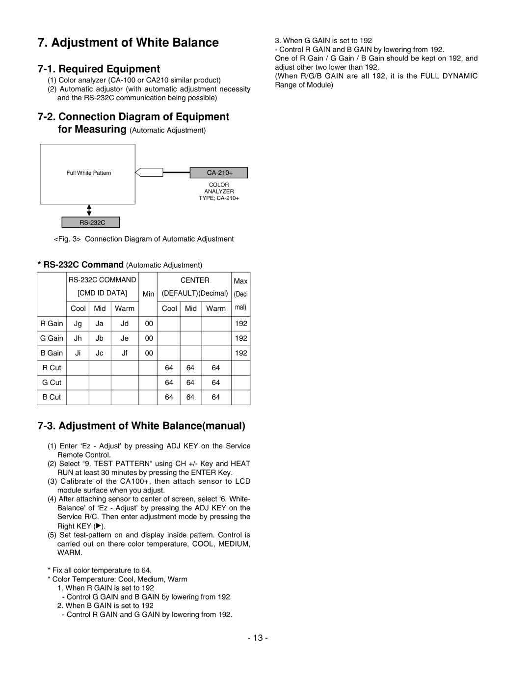 LG Electronics 20LS7D(C)-UB service manual Adjustment of White Balance, Required Equipment 