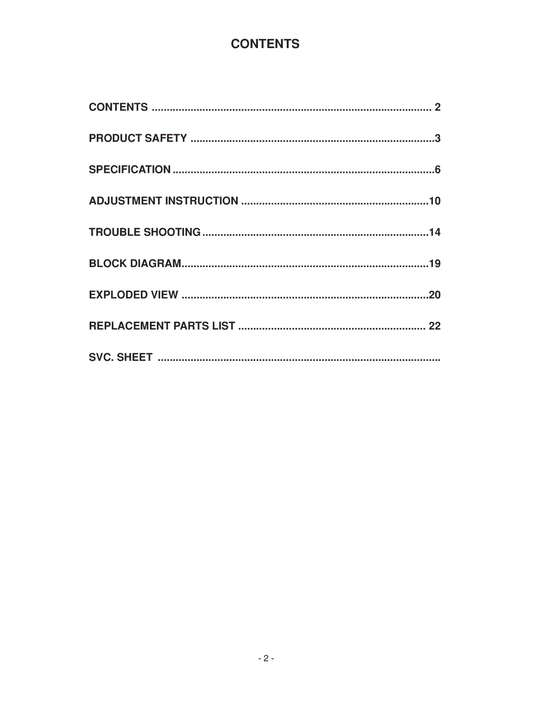 LG Electronics 20LS7D(C)-UB service manual Contents 