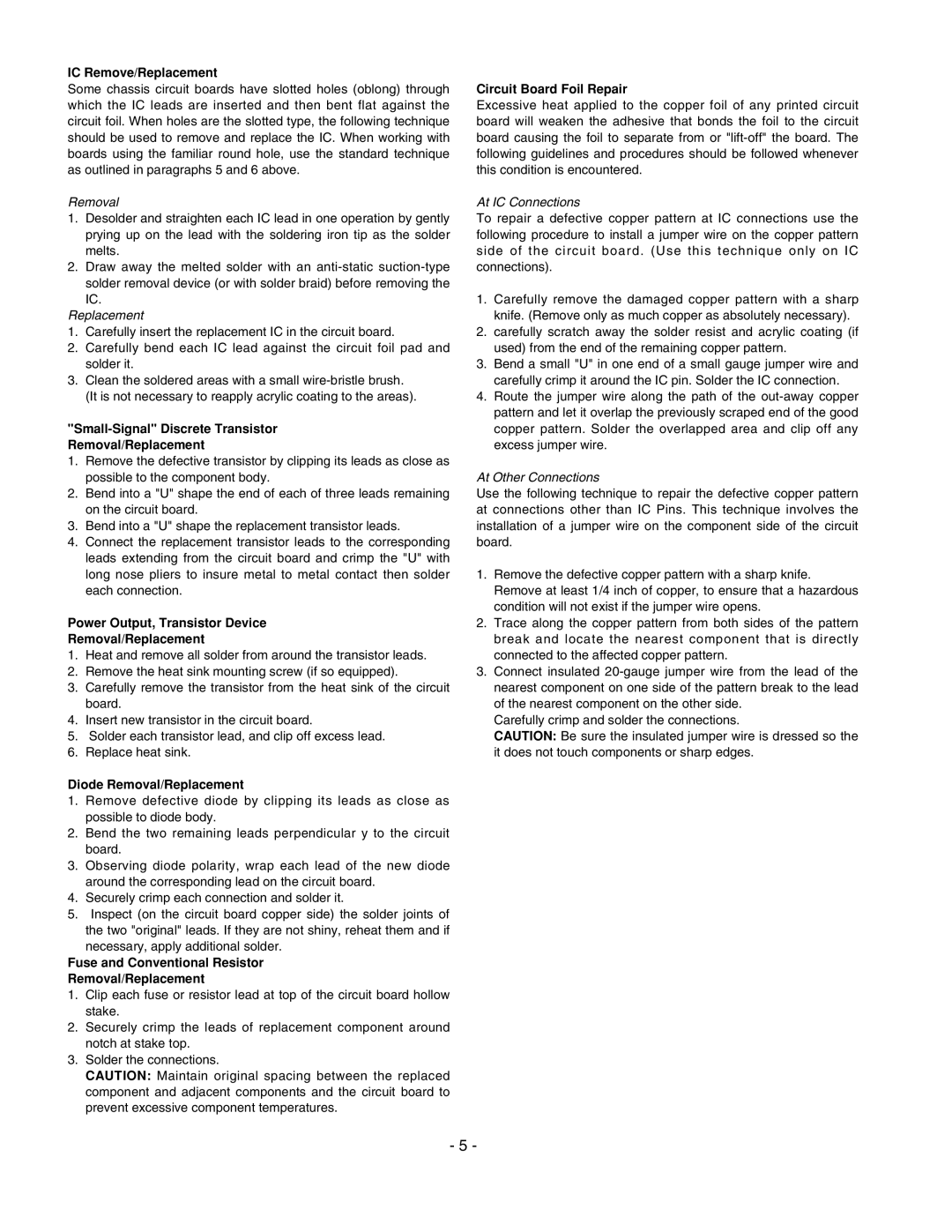 LG Electronics 20LS7D(C)-UB service manual IC Remove/Replacement, Small-Signal Discrete Transistor Removal/Replacement 