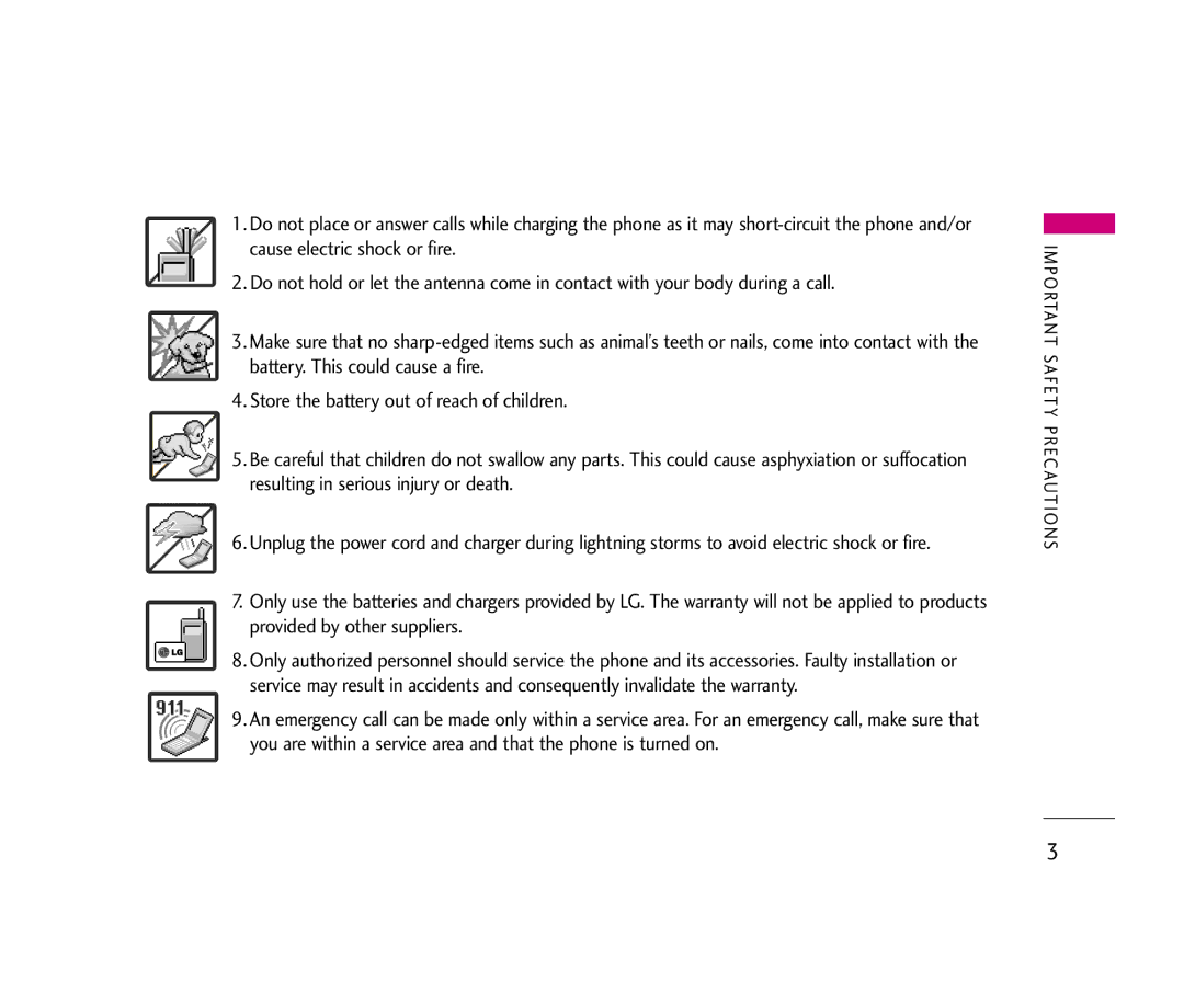 LG Electronics 210 manual Important Safety Precautions 