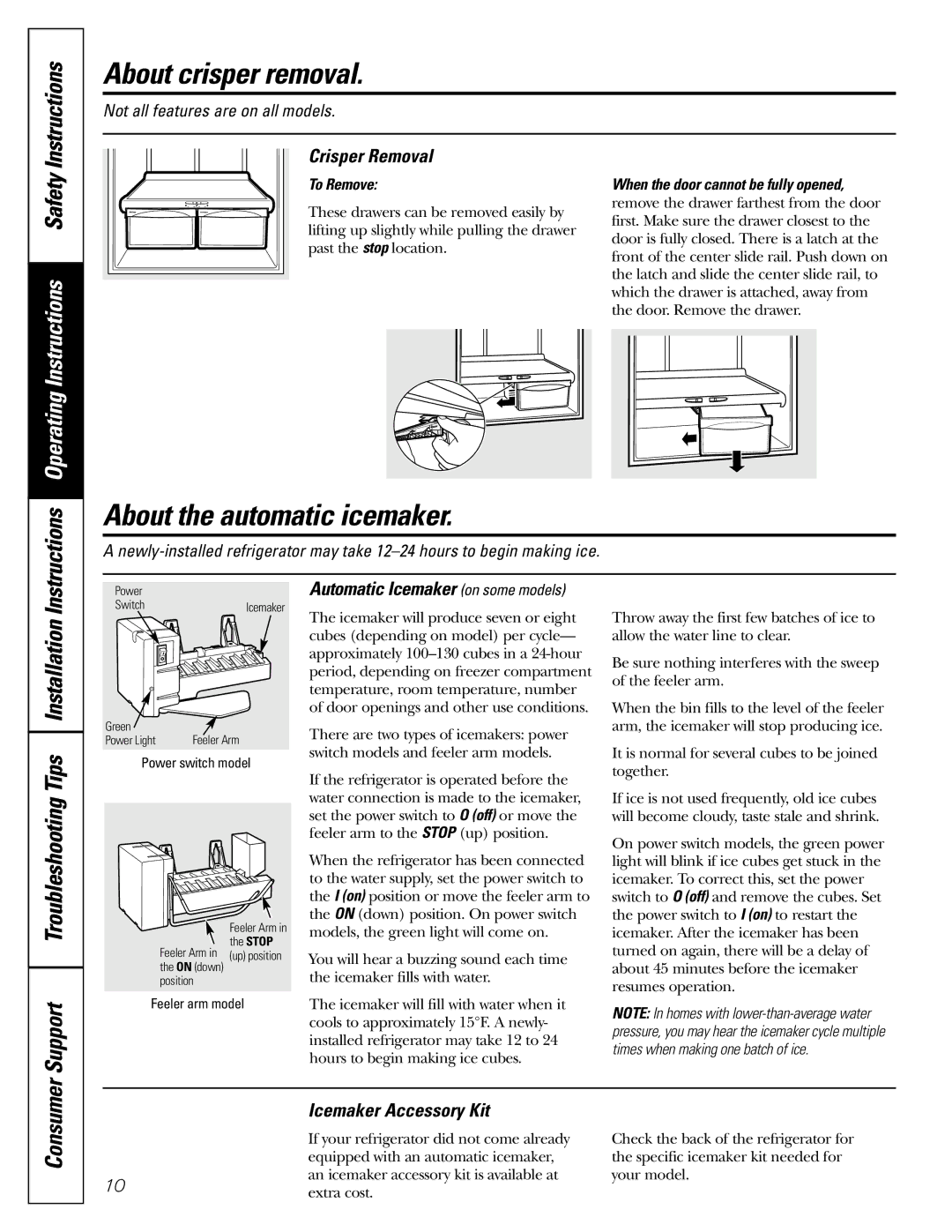 LG Electronics 22, 25 owner manual About crisper removal, About the automatic icemaker, Consumer 