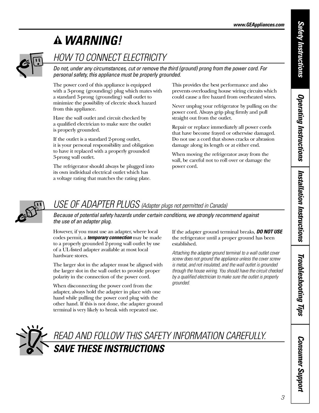 LG Electronics 25, 22 owner manual HOW to Connect Electricity, Operating Instructions Installation 