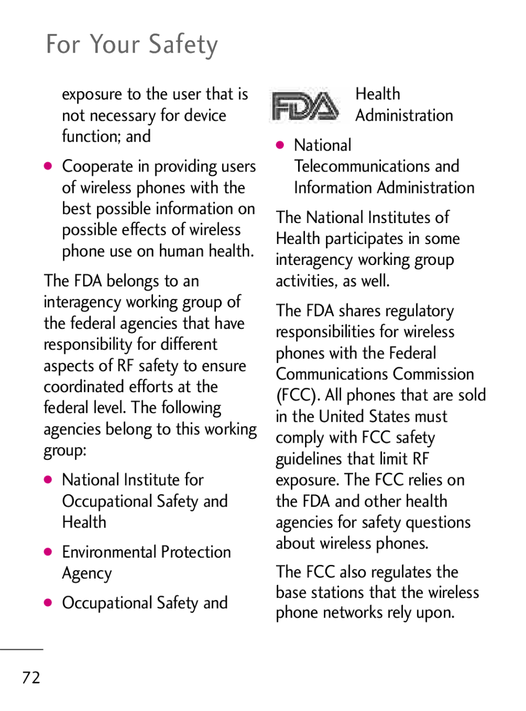 LG Electronics 221C manual For Your Safety 