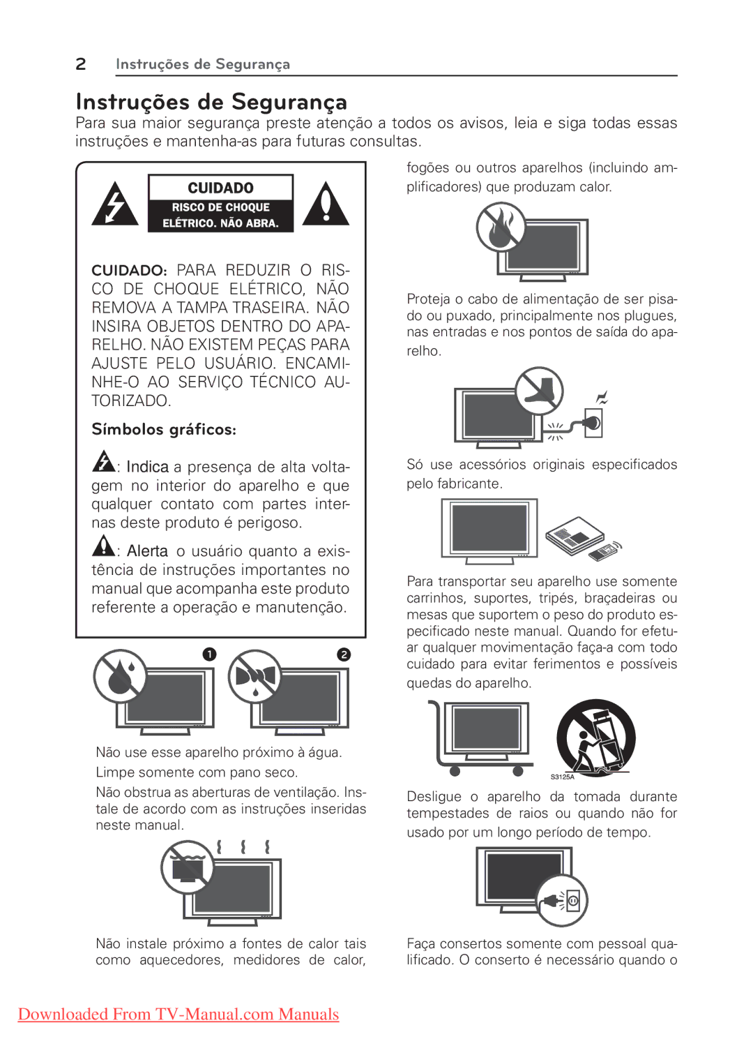 LG Electronics 22/26/32LK311C, 22/26/32LK310 manual Instruções de Segurança, Símbolos gráﬁcos 