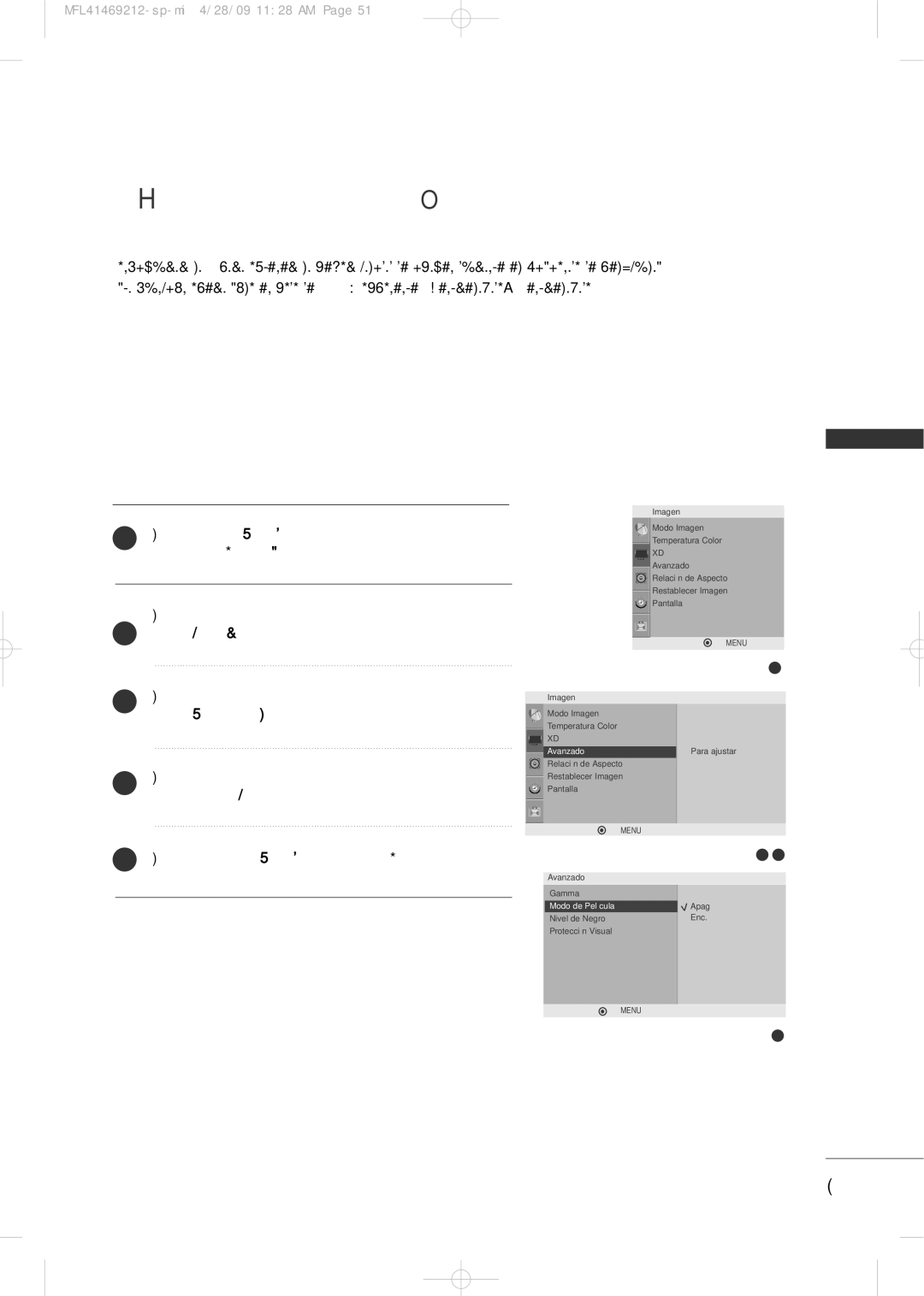 LG Electronics 2230R-MA manual Avanzado Modo DE Película, Control 