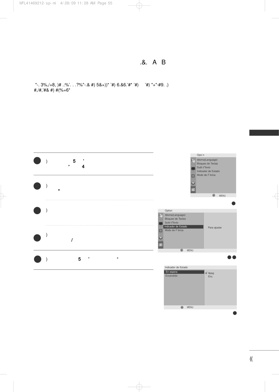 LG Electronics 2230R-MA manual Indicador DE Encendido Para 26/32LF15R 