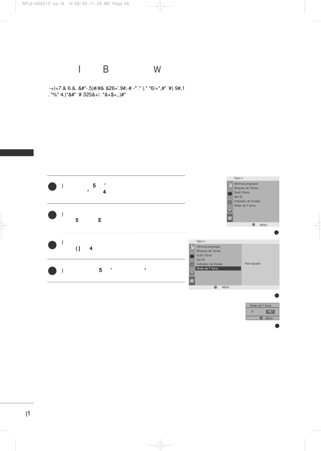 LG Electronics 2230R-MA manual Restablecer Ajustes DE Fábrica, Cionar S Í o N O 