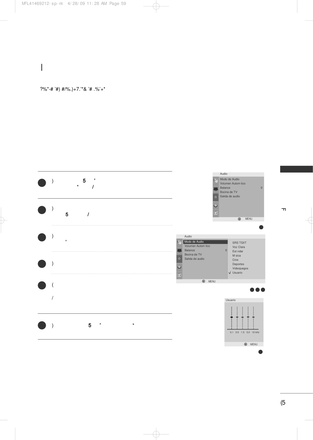 LG Electronics 2230R-MA manual Ajuste DE Sonido Modo Usuario 