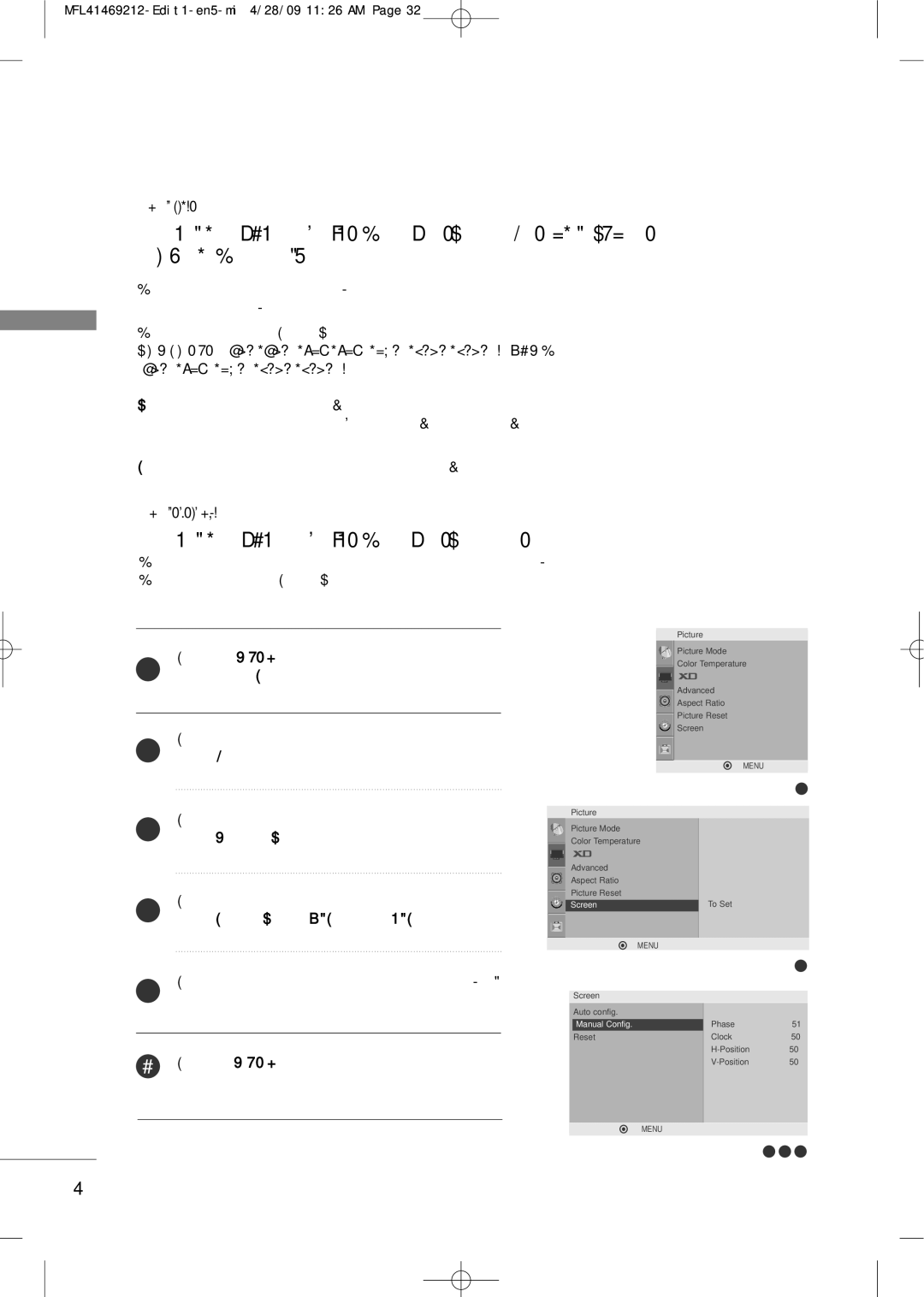 LG Electronics 2230R-MA manual Manual Configure Adjustment for screen Position 