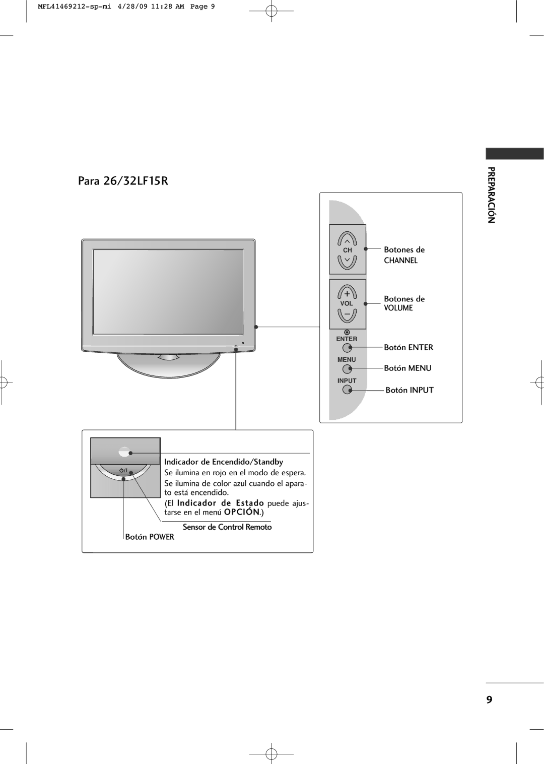 LG Electronics 2230R-MA manual Volume, Botón Menu 