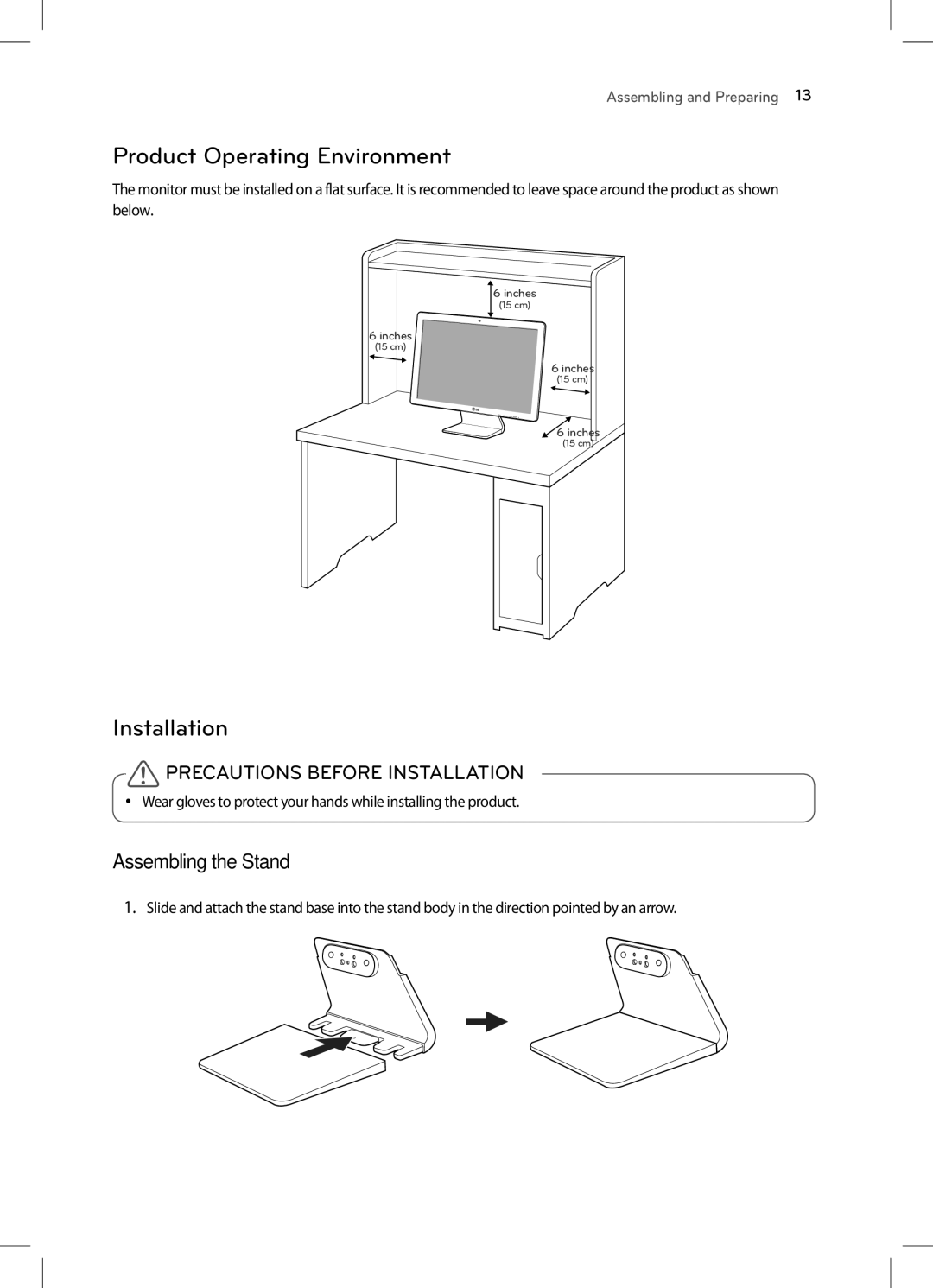 LG Electronics 22CV241 manual Product Operating Environment, Installation, Assembling the Stand 