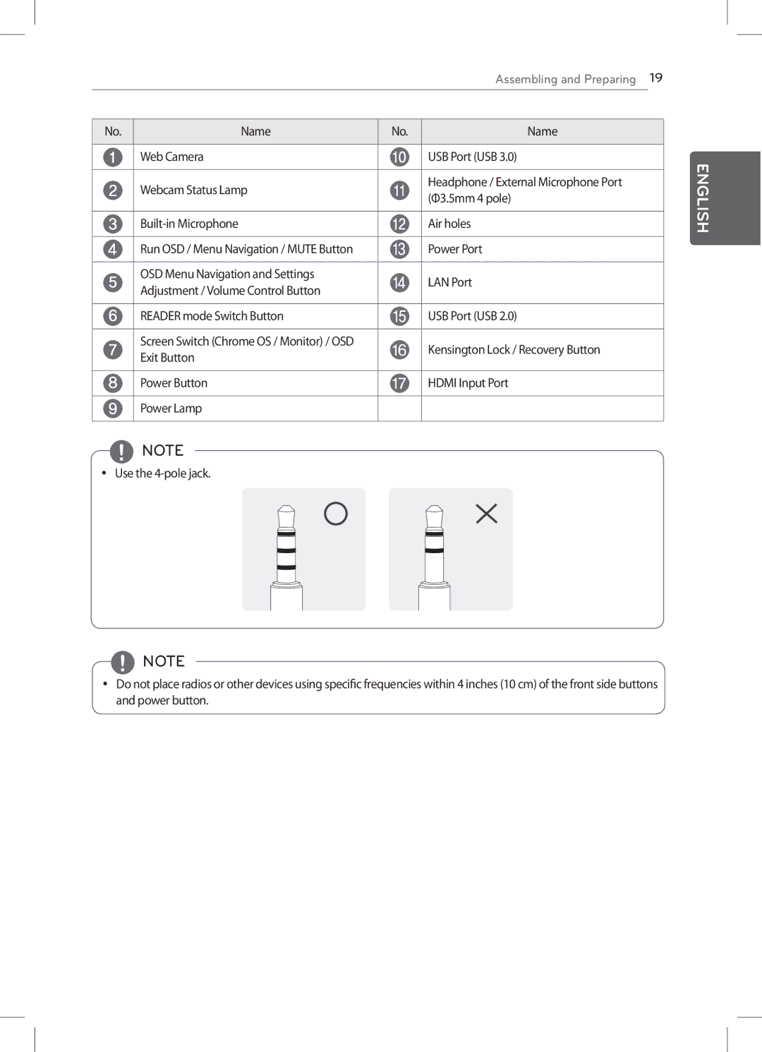 LG Electronics 22CV241 manual Power Port, Kensington Lock / Recovery Button, Exit Button 