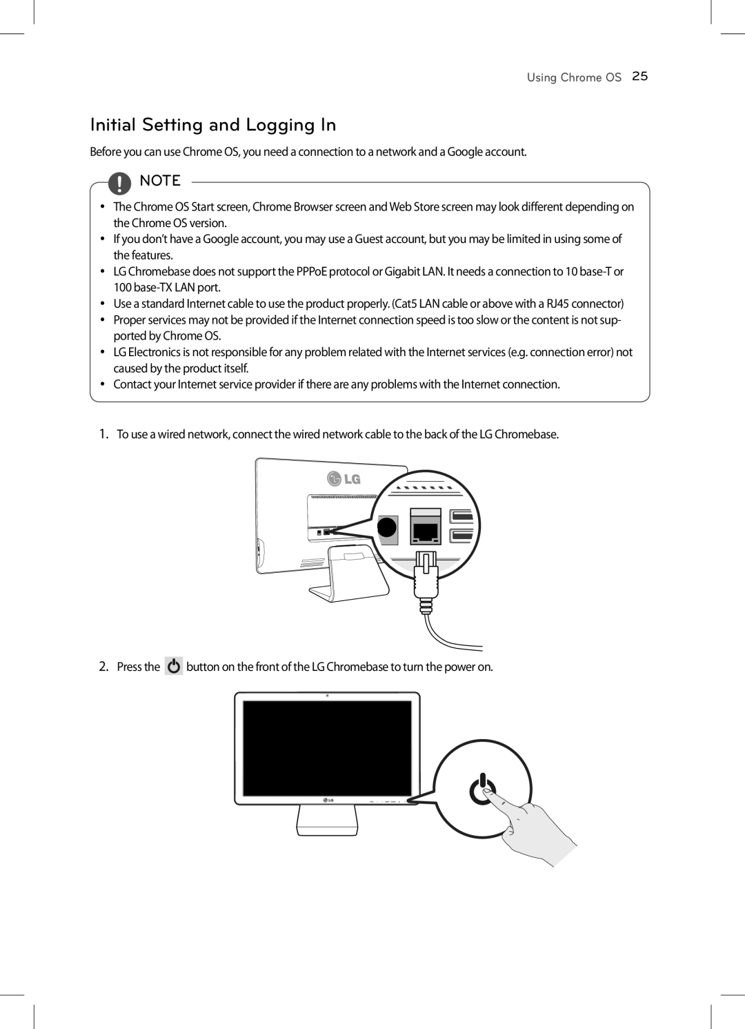 LG Electronics 22CV241 manual Initial Setting and Logging 