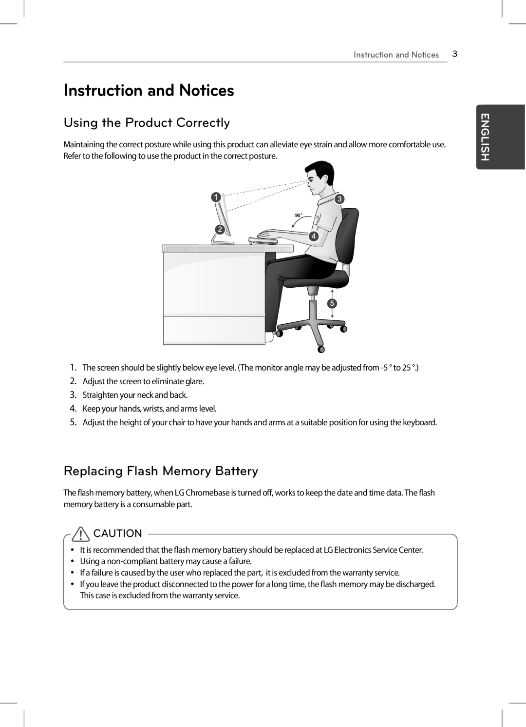 LG Electronics 22CV241 manual Instruction and Notices, Using the Product Correctly, Replacing Flash Memory Battery 