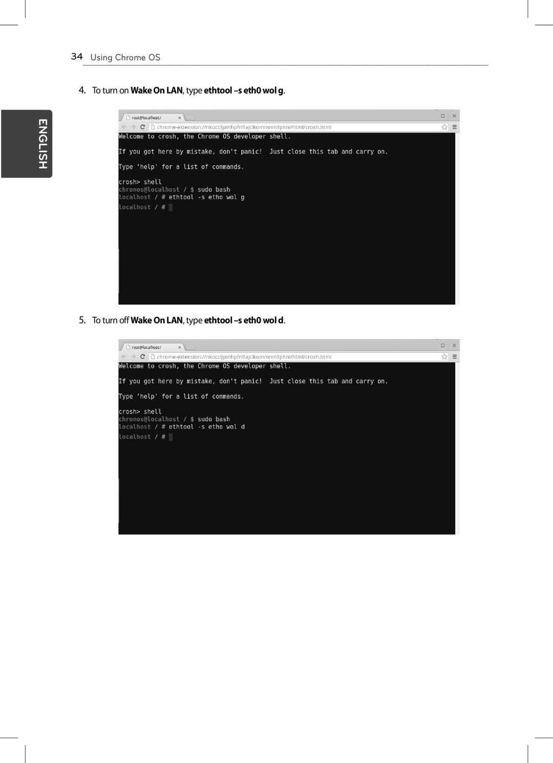 LG Electronics 22CV241 manual To turn on Wake On LAN, type ethtool -s eth0 wol g 