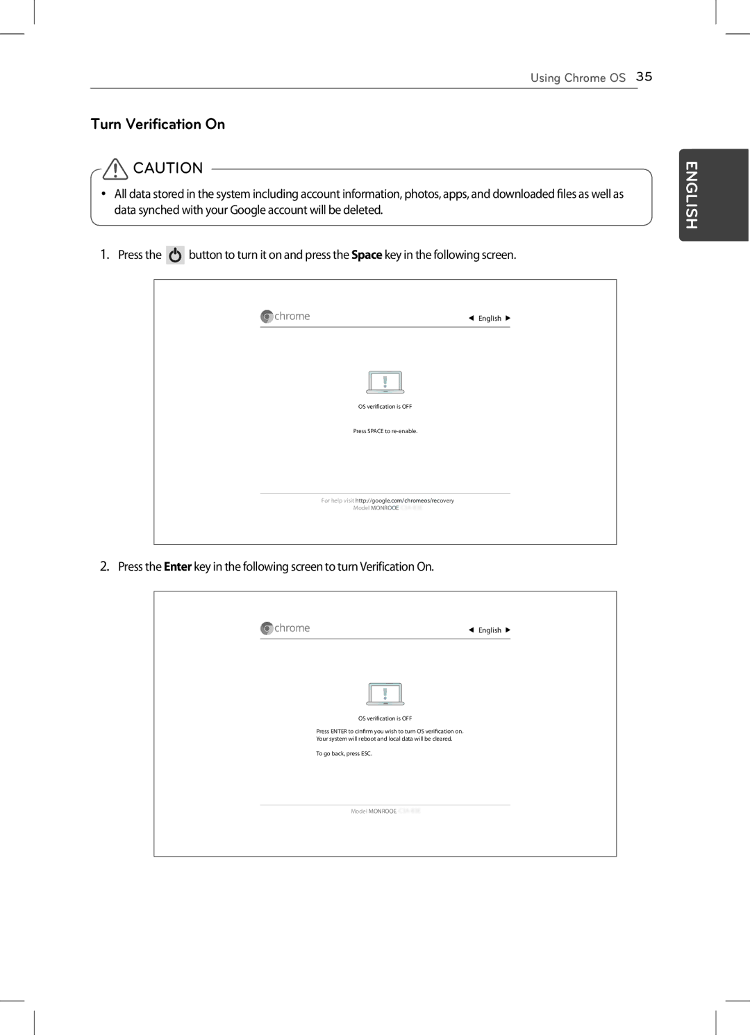 LG Electronics 22CV241 manual Turn Verification On 