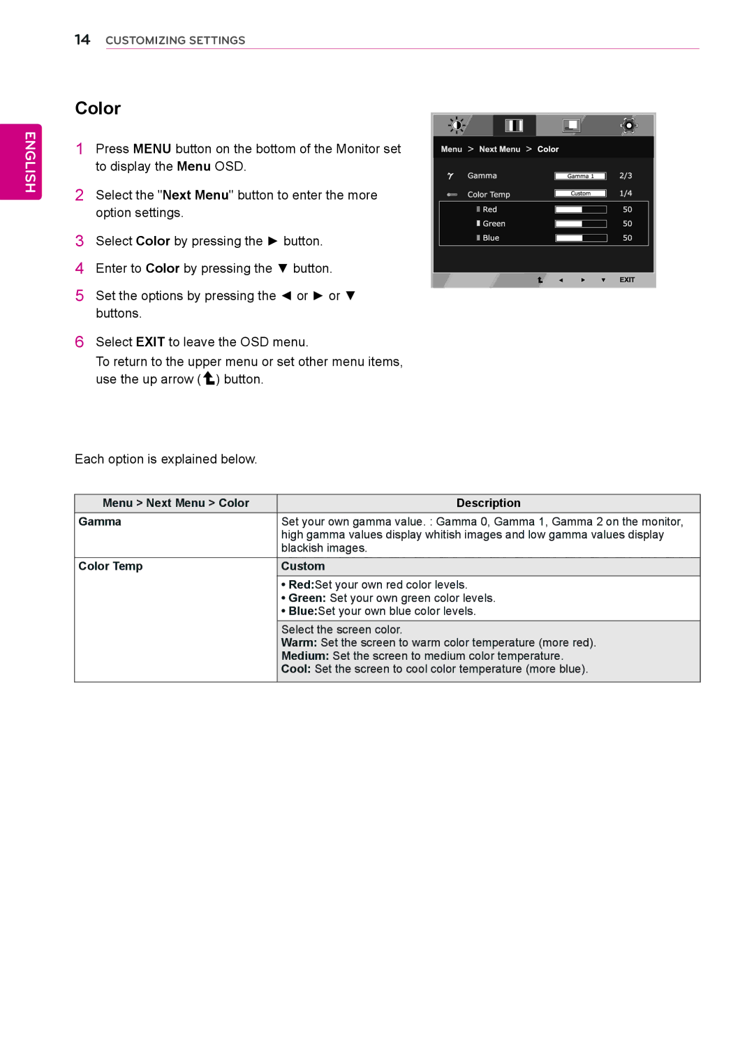 LG Electronics 22EC33T owner manual Color 