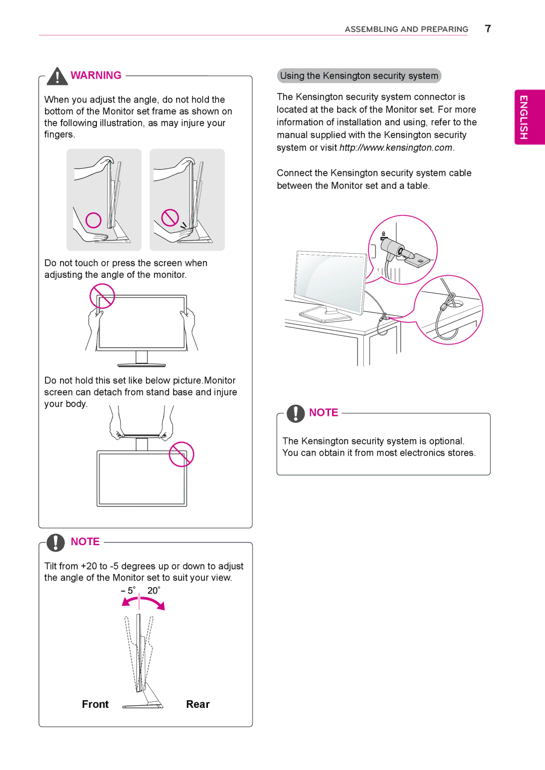 LG Electronics 22EC33T owner manual Front Rear 