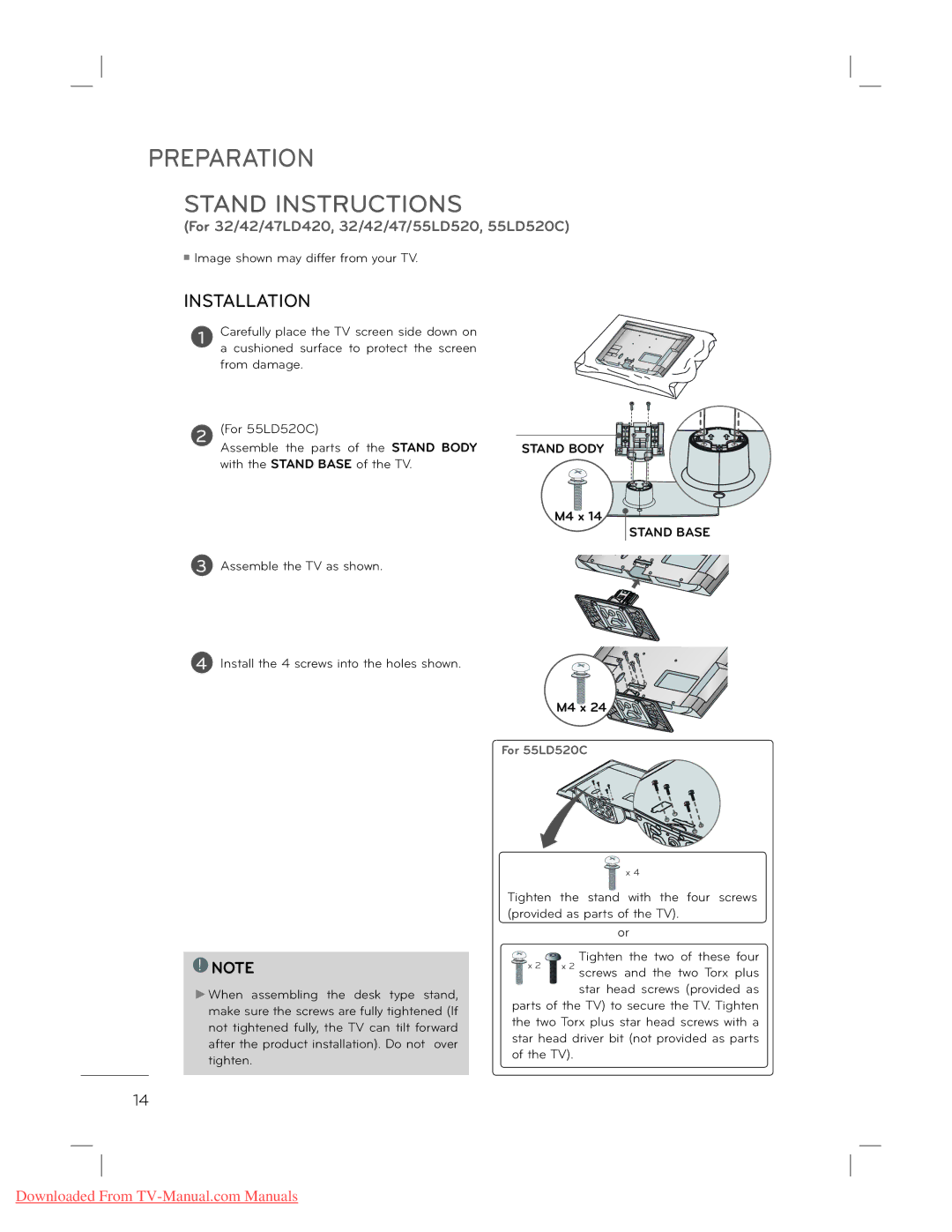 LG Electronics 22L5500 owner manual For 32/42/47LD420, 32/42/47/55LD520, 55LD520C 