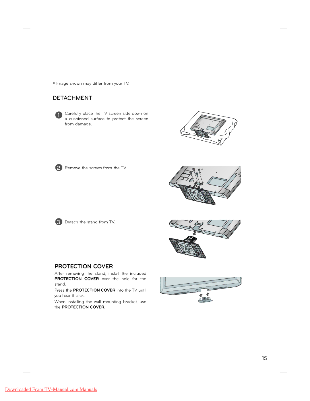 LG Electronics 22L5500 owner manual Protection Cover 