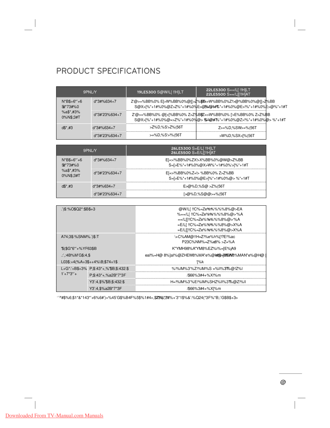 LG Electronics 22L5500 owner manual Product Specifications, Models 