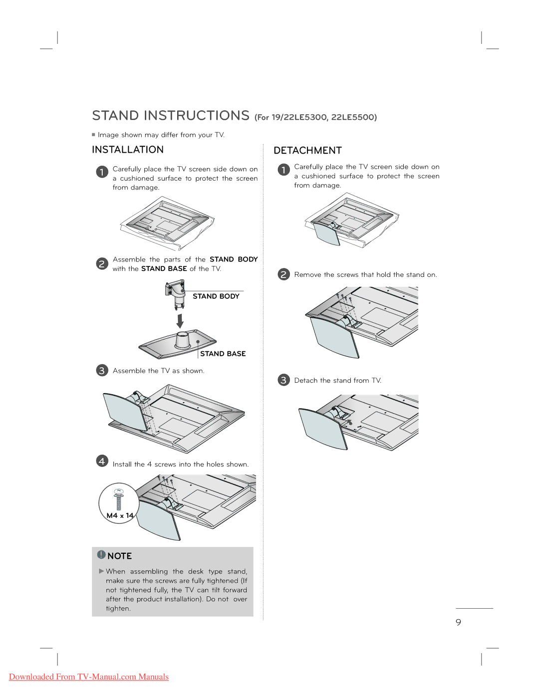 LG Electronics 22L5500 owner manual Installation, M4 x 